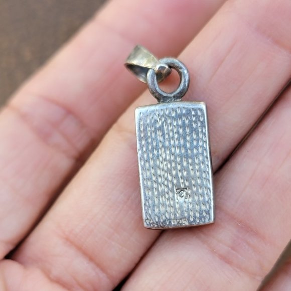 Southwestern vintage abalone shell inlay 925 sterling silver necklace pendant - Picture 5 of 13